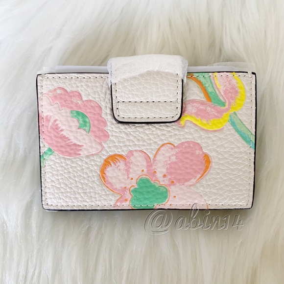 NWT Coach Leather Accordion Card Case with Floral Print - Picture 4 of 5